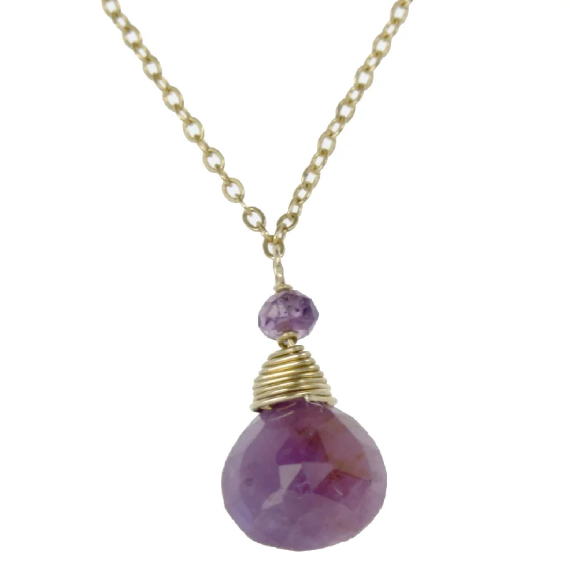 Trendy Gemstone Necklace-Pink Sapphire One Drop Necklace