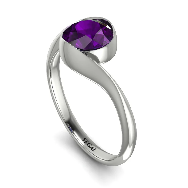 Colored Gemstone Ring for Fashion-Vintage Bezel Twist Amethyst Ring - Everly No. 303