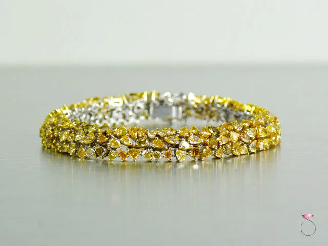 Adjustable Bracelet for Casual Looks-Gorgeous 14.25 ct. Fancy Yellow Diamond Tennis Bracelet in 18K