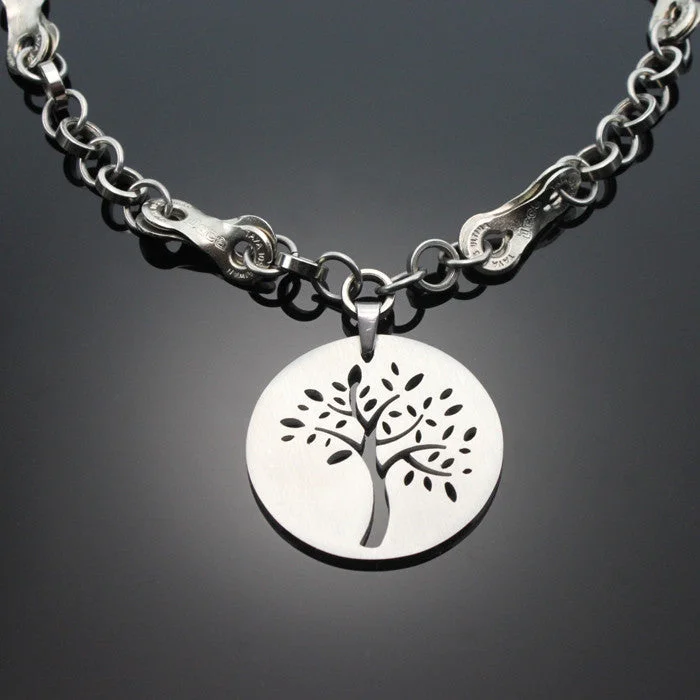 Custom Necklace for Special Celebrations-Reversible Stainless Steel Tree of Life Necklace