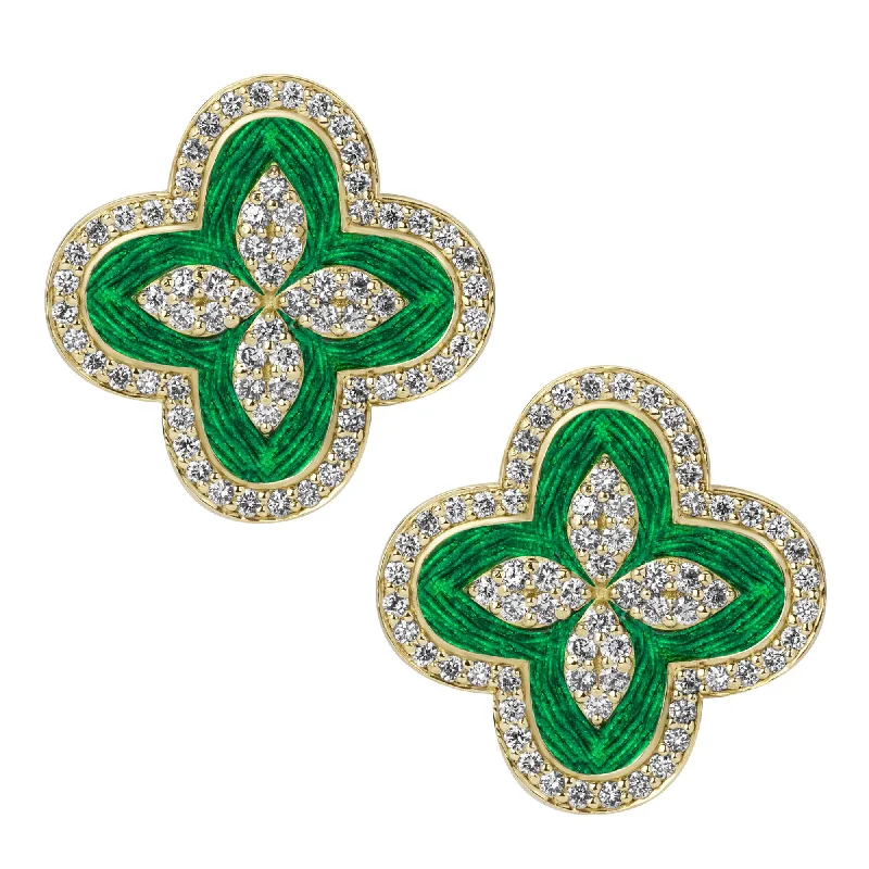 Sparkling Earrings for Special Occasions-Earrings - Diamond (enamel) (2392F)