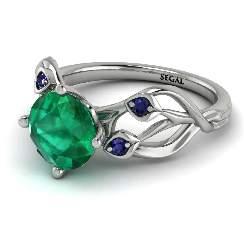 Dainty Engagement Ring for Women-Emerald Blossom 14K Golden Nature Inspired Engagement Ring - Haley No. 66