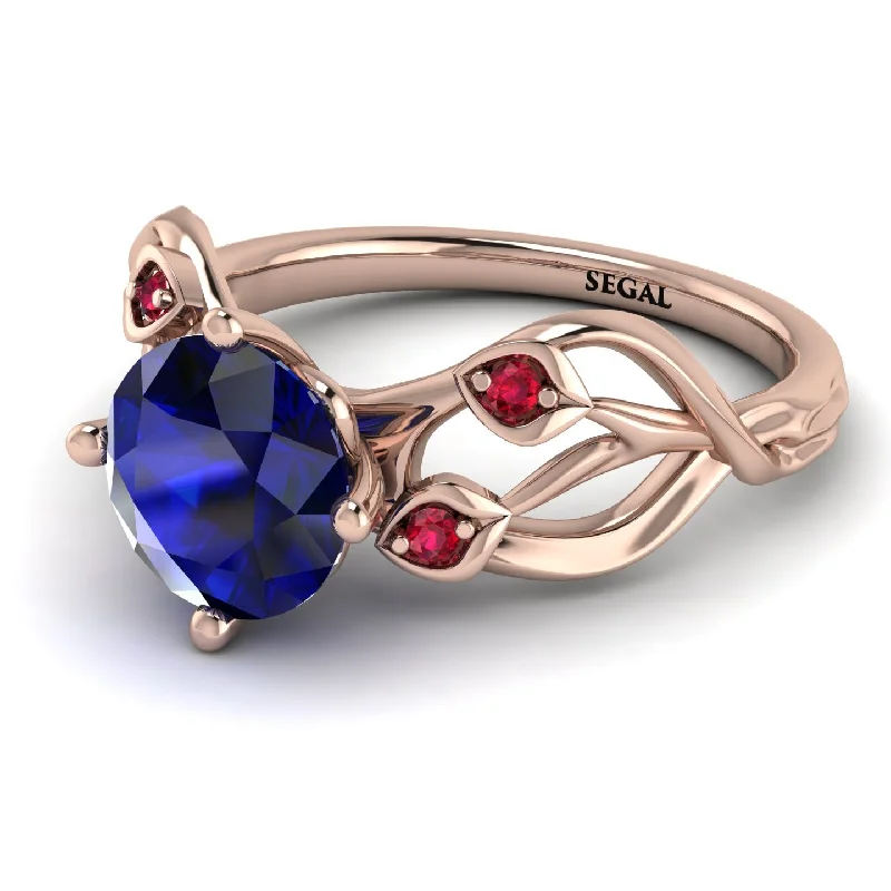 Simple Silver Band Ring for Men-Sapphire Blossom 14K Golden Nature Inspired Engagement Ring - Haley No. 59