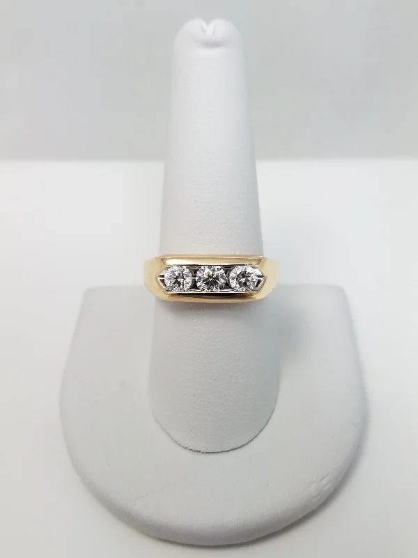 Birthstone Ring for Gifts-Handsome Men's 14k Yellow Gold Natural Diamond Ring Band