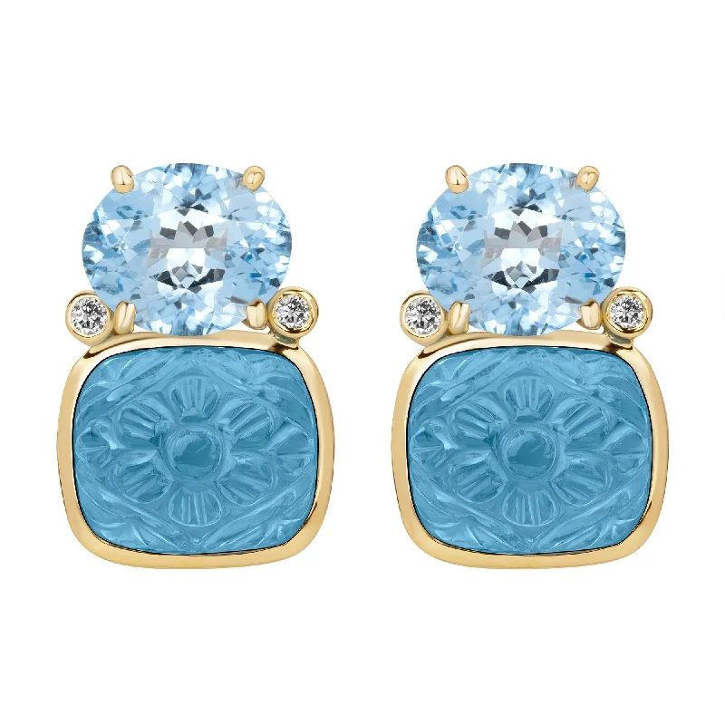 Chic Earrings for Evening Look-Earrings - Blue Topaz And Diamond