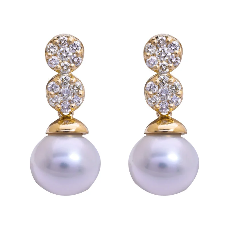 Chic Earrings for Evening Look-Earrings- South Sea Pearl and Diamond