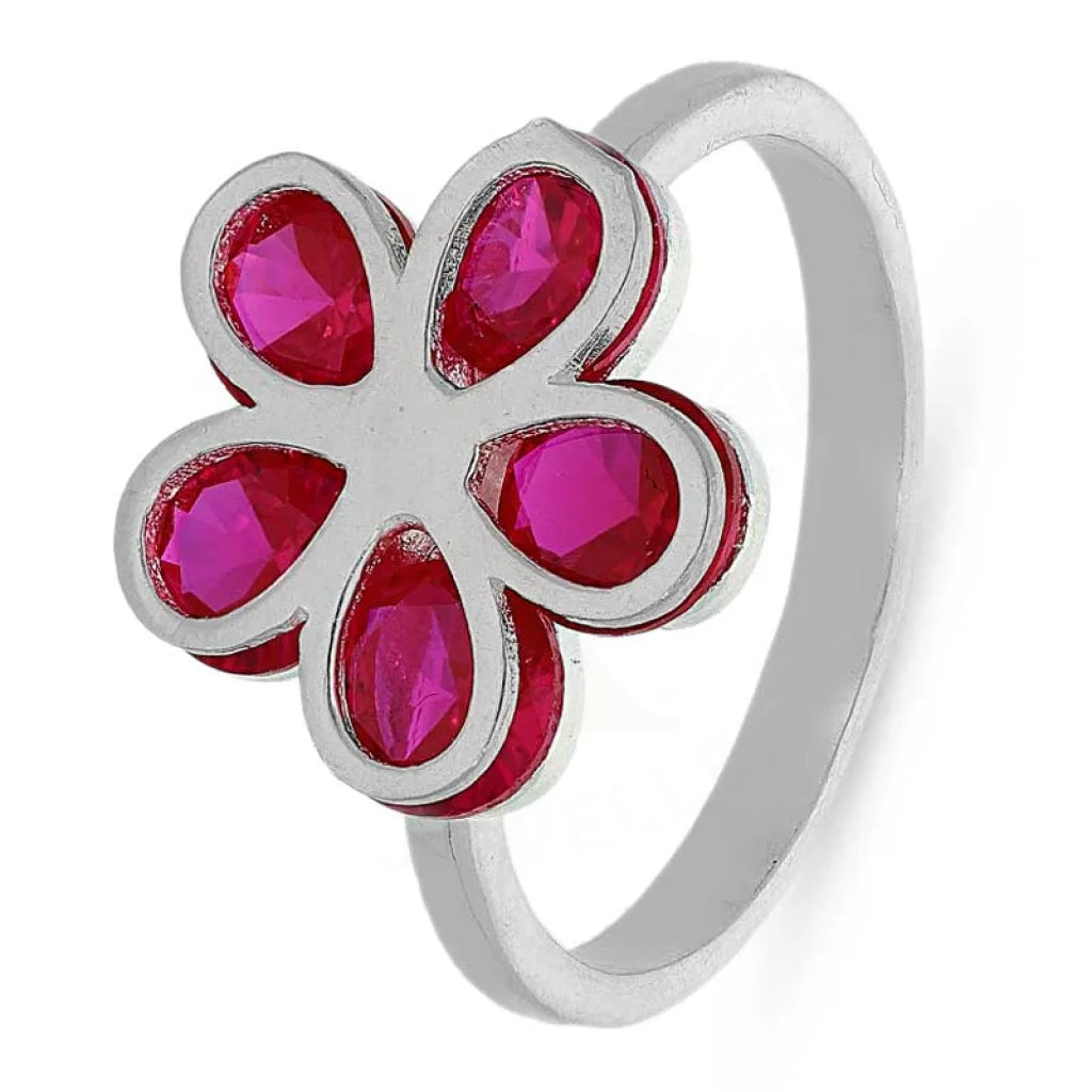 Custom Wedding Ring for Personalized Style-Sterling Silver 925 Flower with Pink Stones Ring - FKJRNSL2120