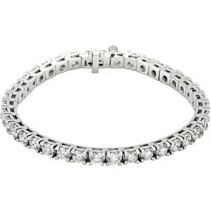 Elegant Chain Bracelet for Formal Events-18K White 10 CTW Diamond Line 7.25" Bracelet