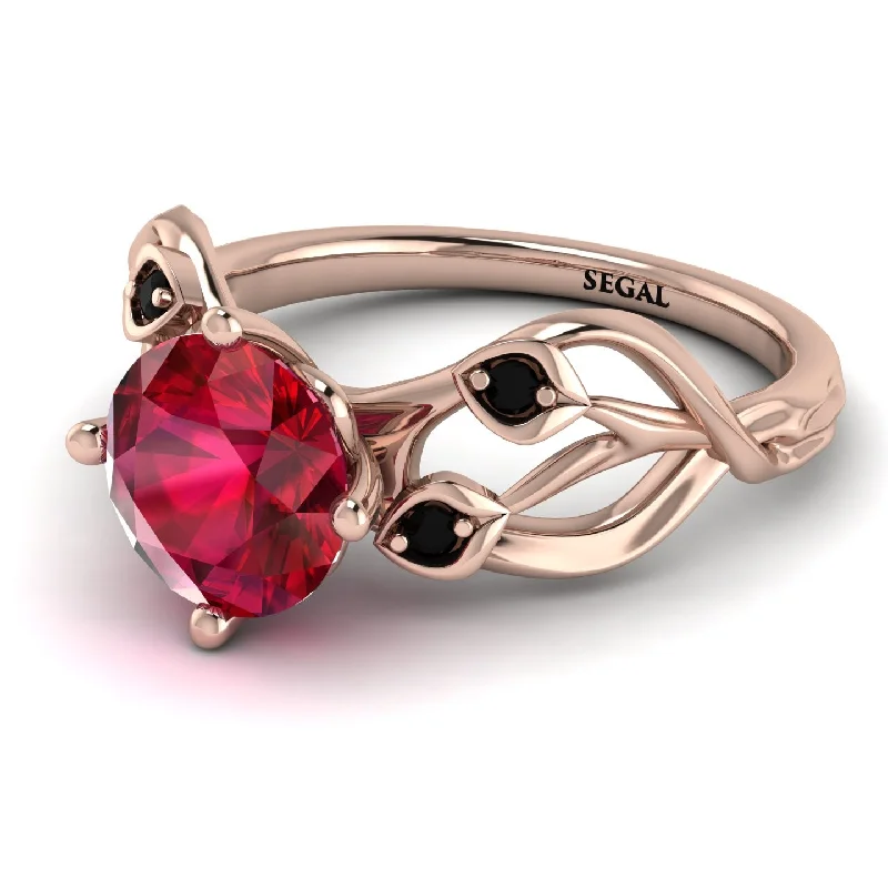 Bold Gemstone Ring for Statement Look-Ruby Blossom 14K Golden Nature Inspired Engagement Ring - Haley No. 41