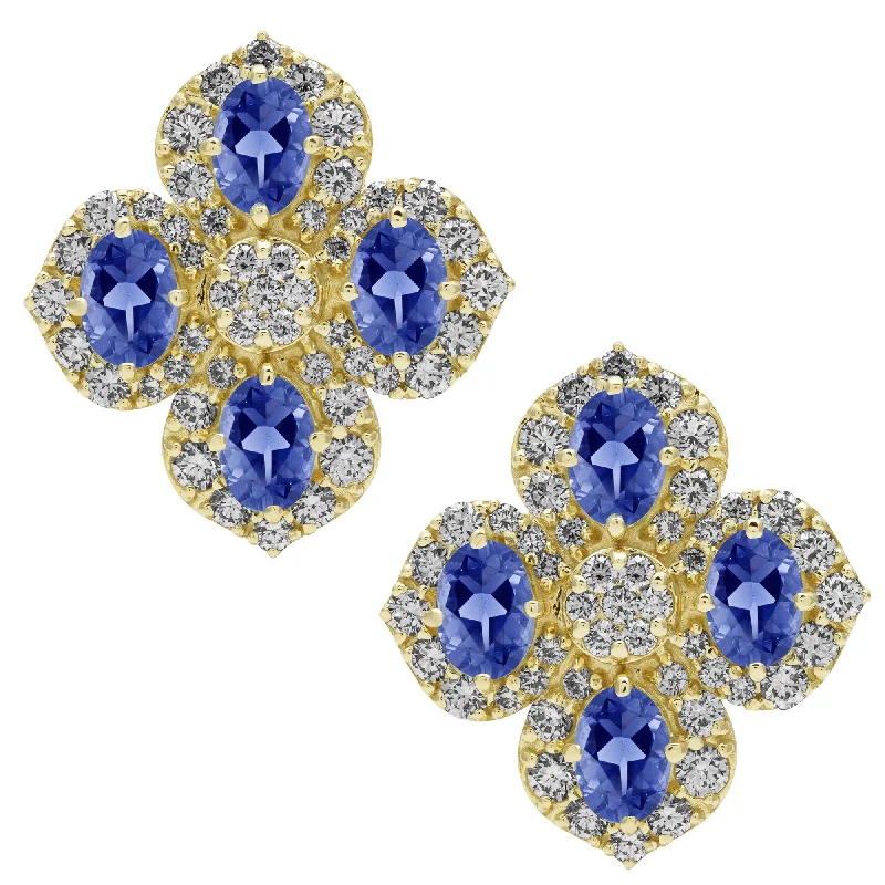 Classic Pearl Earrings for Brides-Earrings - Tanzanite And Diamond