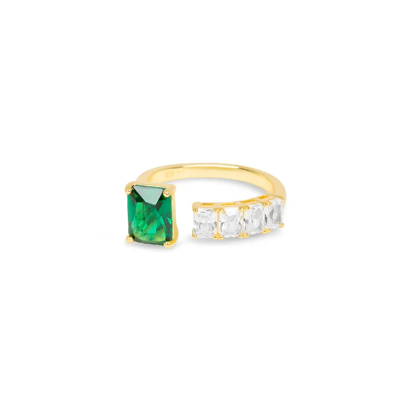 Vintage Engagement Ring with Emerald-THE AVERY EMERALD RADIANT CUT RING