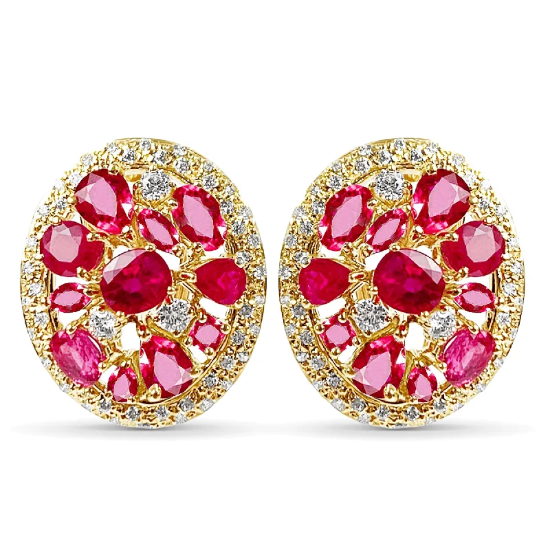 Modern Earrings for Women-Earrings - Ruby & Diamond (2234B)