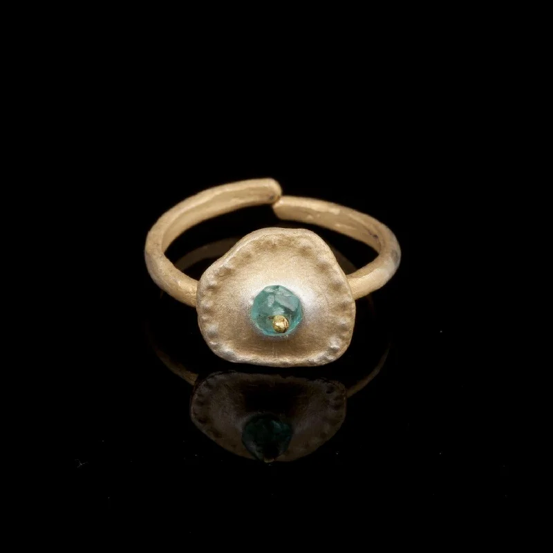 Chunky Gemstone Ring for Statement-Sea Urchin Single Ring - Apatite