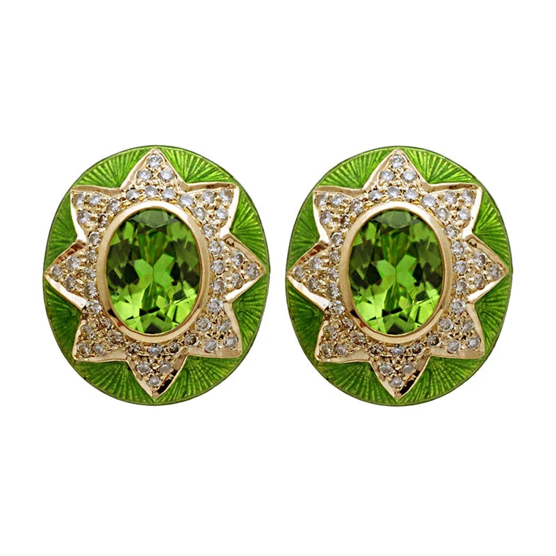 Stud Earrings for Every Day-Earrings-peridot And Diamond (Enamel)