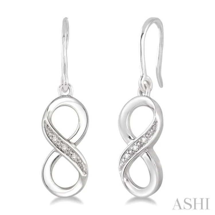 Classic Gemstone Earrings-1/50 Ctw Round Cut Diamond Infinity Earrings in Sterling Silver