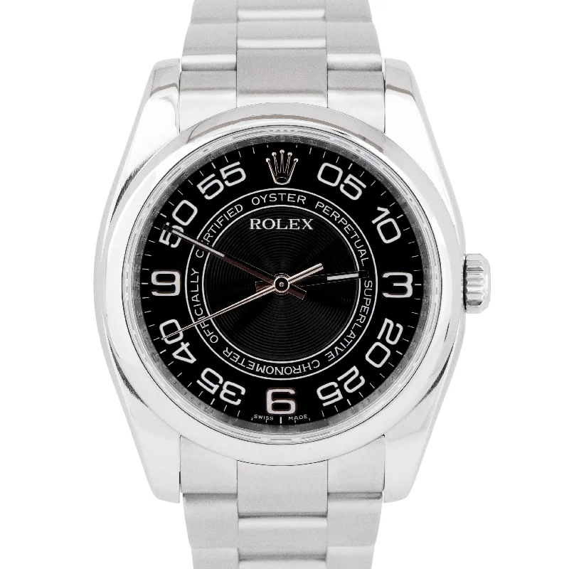 Luxury Watches for Corporate Gifting-Rolex Air-King Black CONCENTRIC Stainless Steel 34mm Automatic Watch 114200