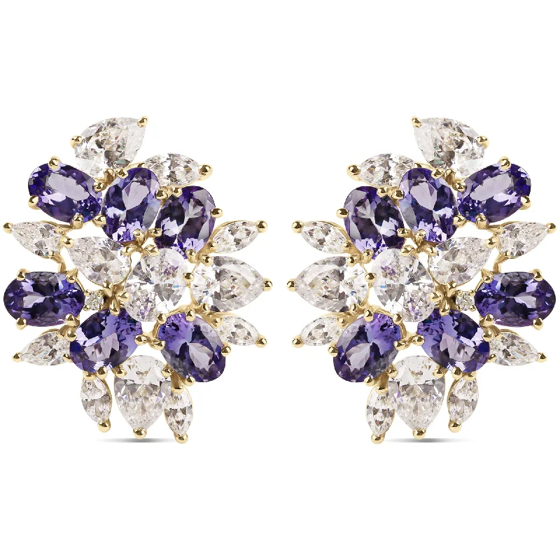 Elegant Diamond Earrings for Women-Earrings - Tanzanite, Crystal and Diamond