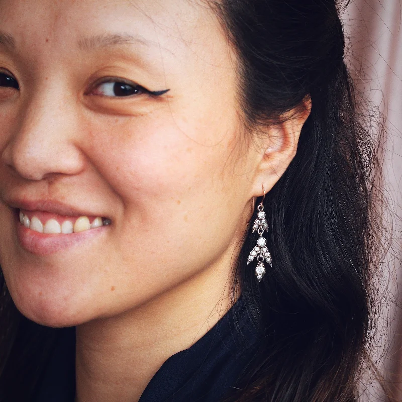 Silver Earrings for Sensitive Ears-Victorian Paste & Silver Drop Earrings