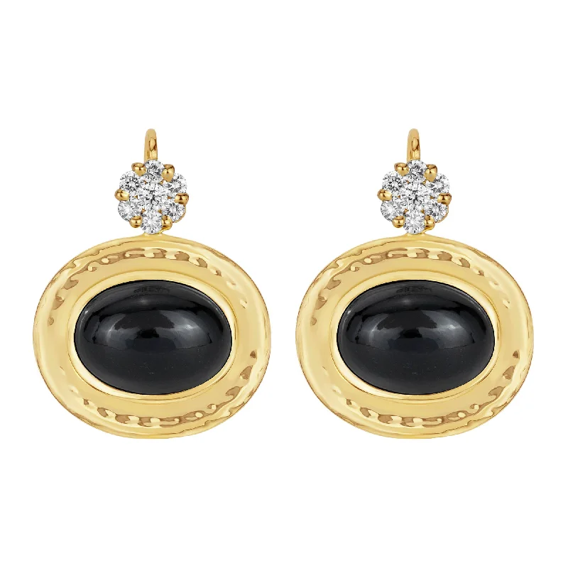 Diamond Drop Earrings-Earrings - Black Onyx And Diamond