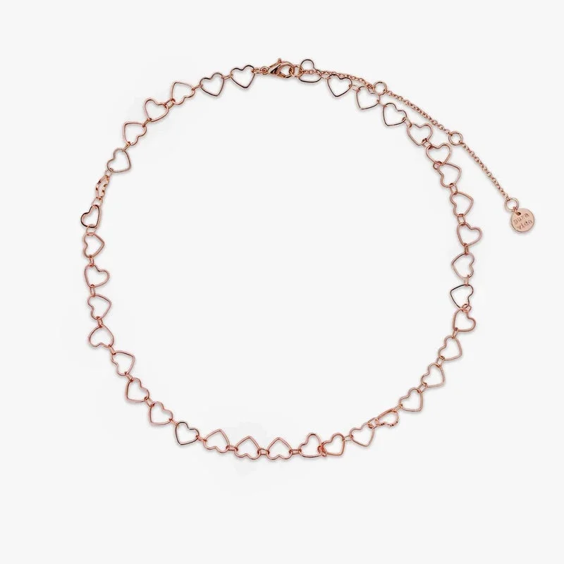 Customizable Necklace for Gifts-PuraVida, Heart Chain Choker Necklace , Rose Gold