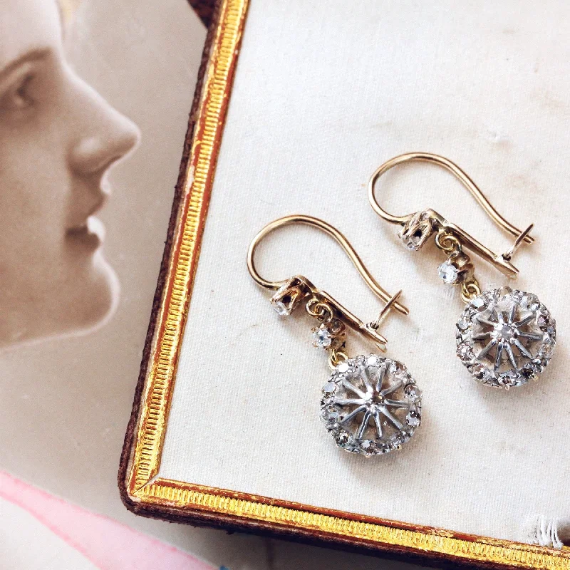 Crystal Earrings for Parties-Mesmeric Antique Diamond Starburst Earrings