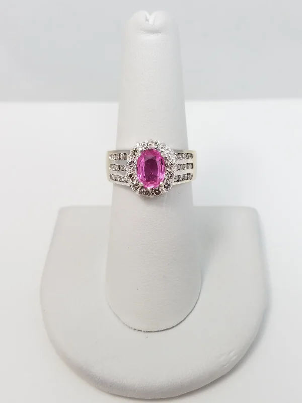 Vintage Engagement Ring for Special Day-Elegant 18k Yellow Gold Le Vian Natural Pink Sapphire Diamond Ring