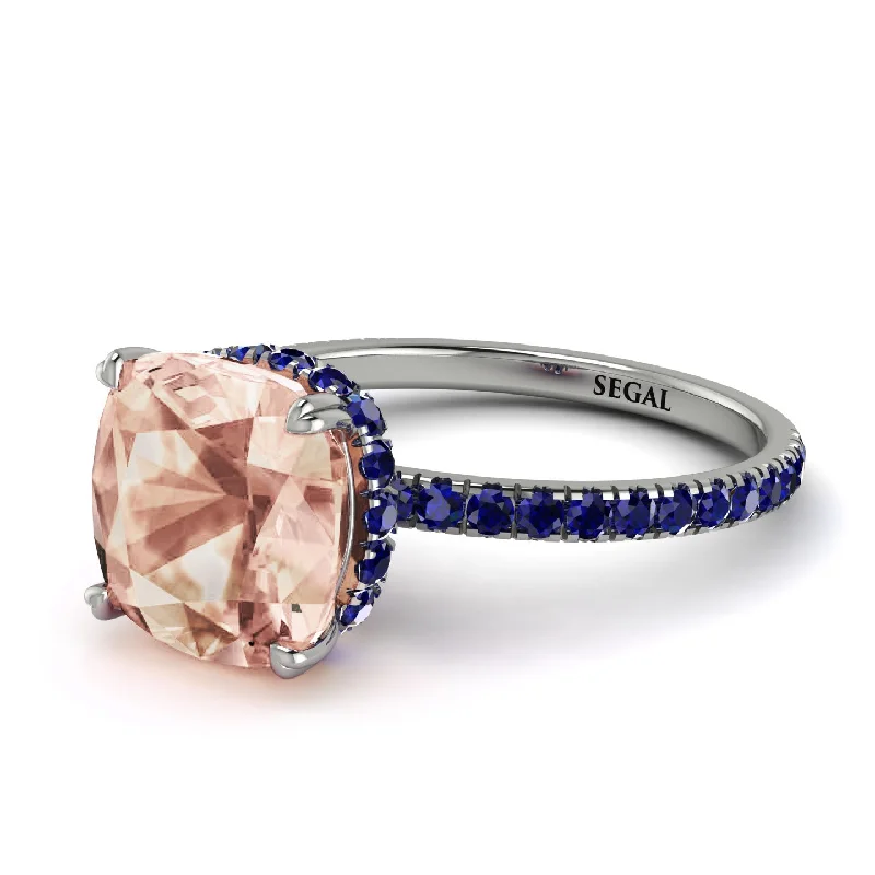 Customizable Gemstone Ring for Engagement-Cushion Hidden Morganite Ring - Nova No. 915