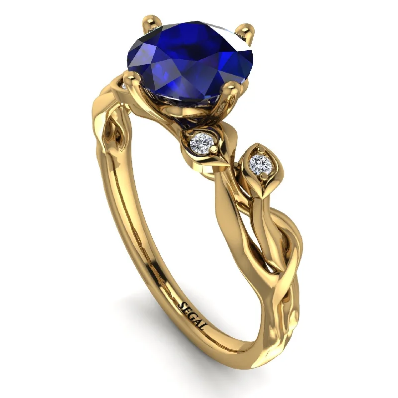 Gold Wedding Band with Diamonds-14K Gold Radiant Sapphire Flower Harmony Ring - Autumn No. 13