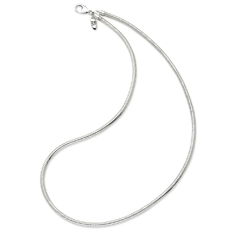 Elegant Choker Necklace for Brides-17 Inch Artisan Snake 3mm Necklace for Charms in Silver for 4mm Charms