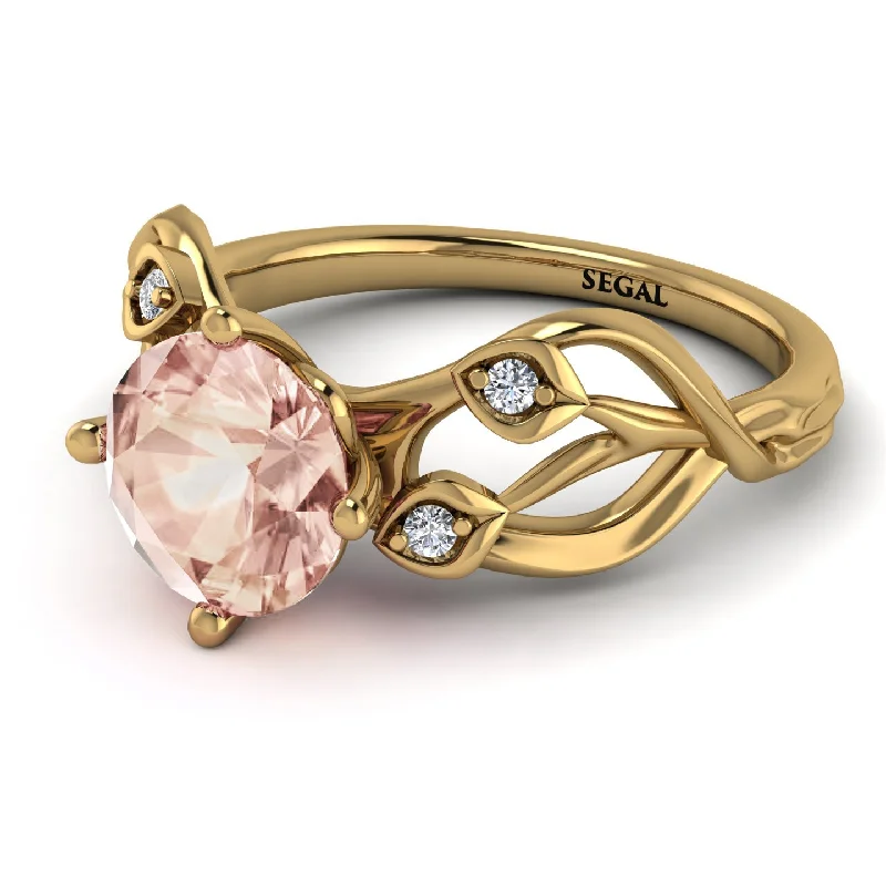 Customizable Gemstone Ring for Engagement-Morganite Blossom 14K Golden Nature Inspired Engagement Ring - Haley No. 901