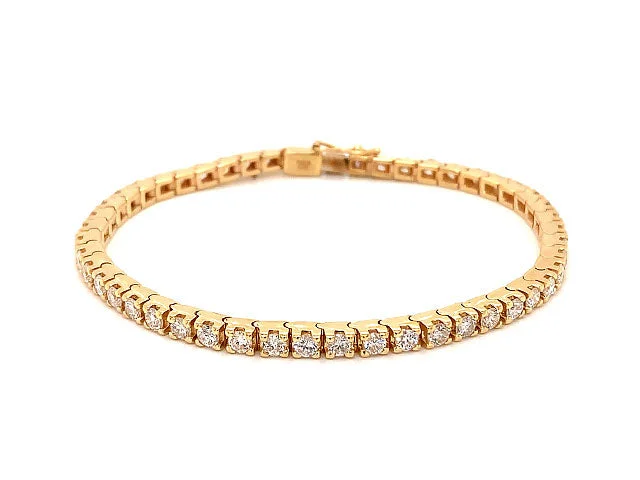 Customized Bracelets for Family Gifts-4.00 Carat Diamond Tennis Bracelet 14K Yellow Gold Round Diamonds F-G, SI1 6.75"