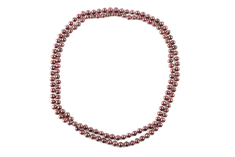 Trendy Choker Necklace for Fashion-Long Burgundy Pearl Necklace