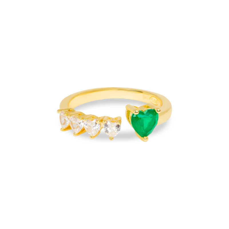 Beautiful Gold Wedding Ring for Her-THE AVERY EMERALD HEART CUT RING