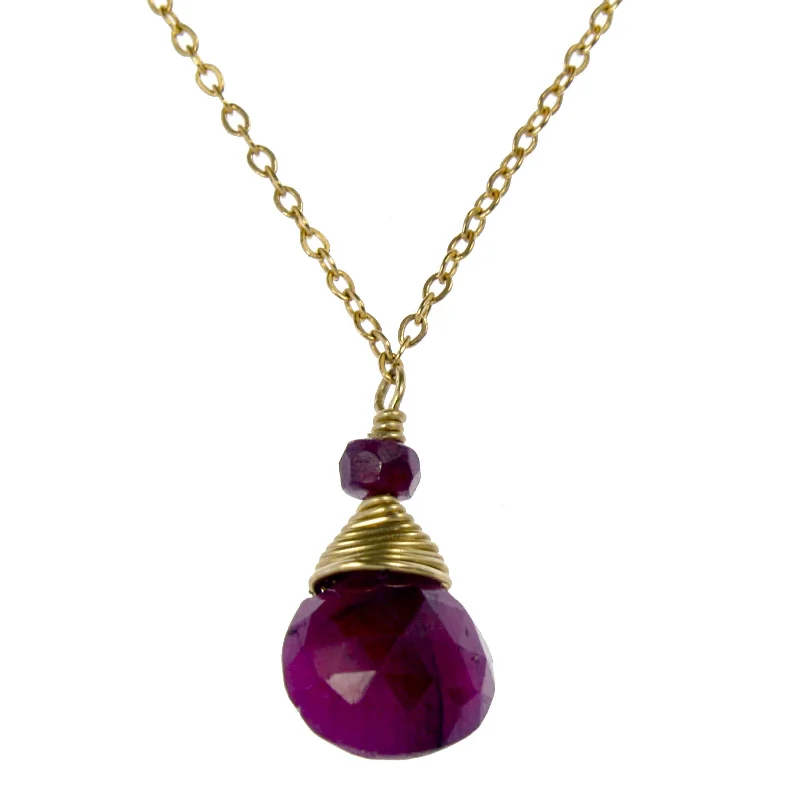 Gold Bar Necklace for Trendy Style-Ruby One Drop Necklace