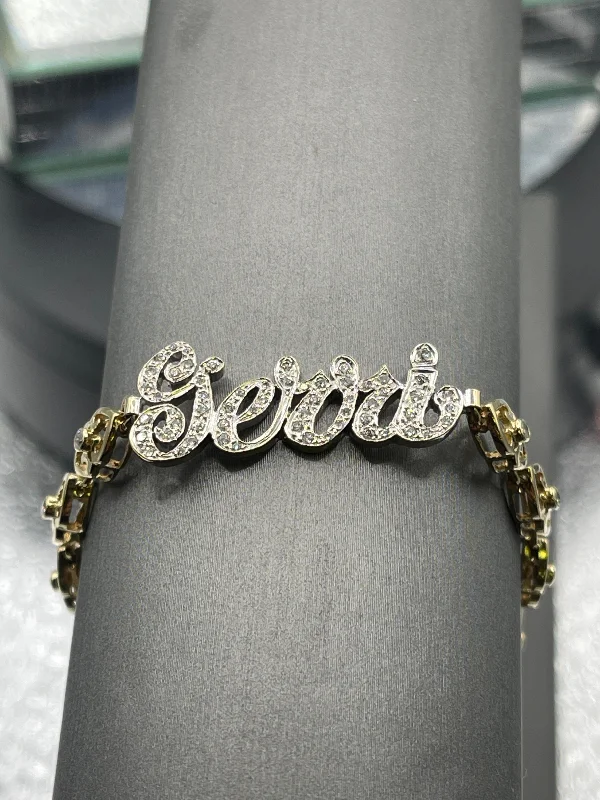 Handcrafted Bracelet for Personal Style-Ladies 14 Karat Solid Yellow Gold and Diamond Gerri Bracelet