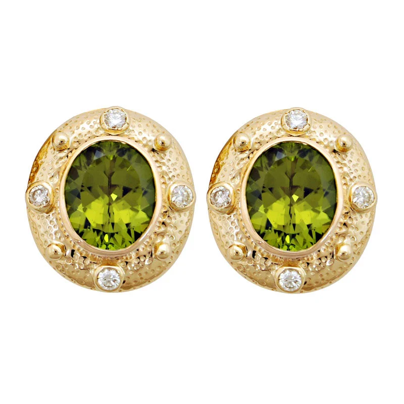 Dazzling Earrings for Night Parties-Earrings- Peridot And Diamond