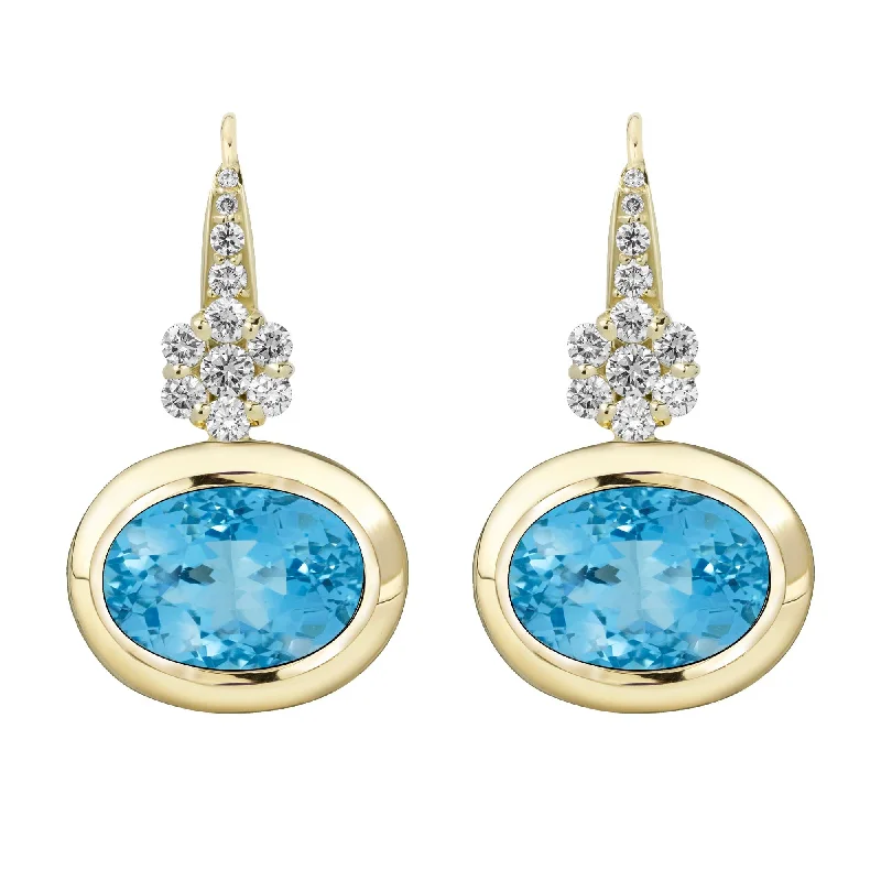 Pearl Earrings for Weddings-Earrings - Blue Topaz And Diamond