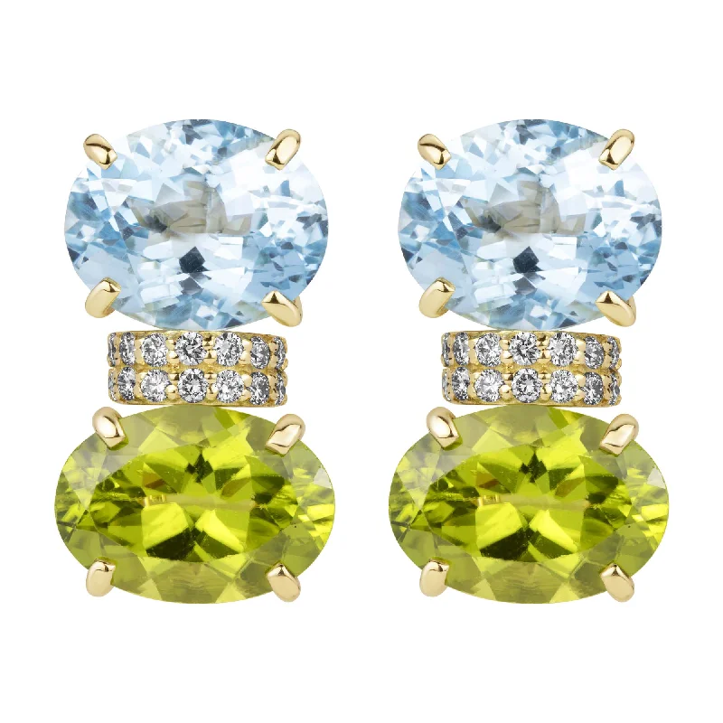 Timeless Gold Earrings for Women-Earrings - Blue Topaz, Peridot And Diamond