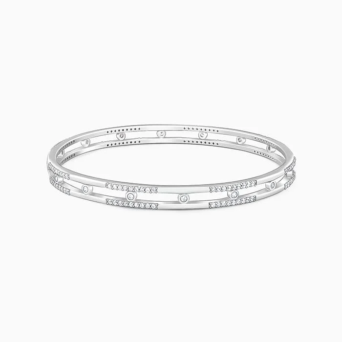 Elegant Silver Bangles for Evening Events-Silver Classic Duality Bangle