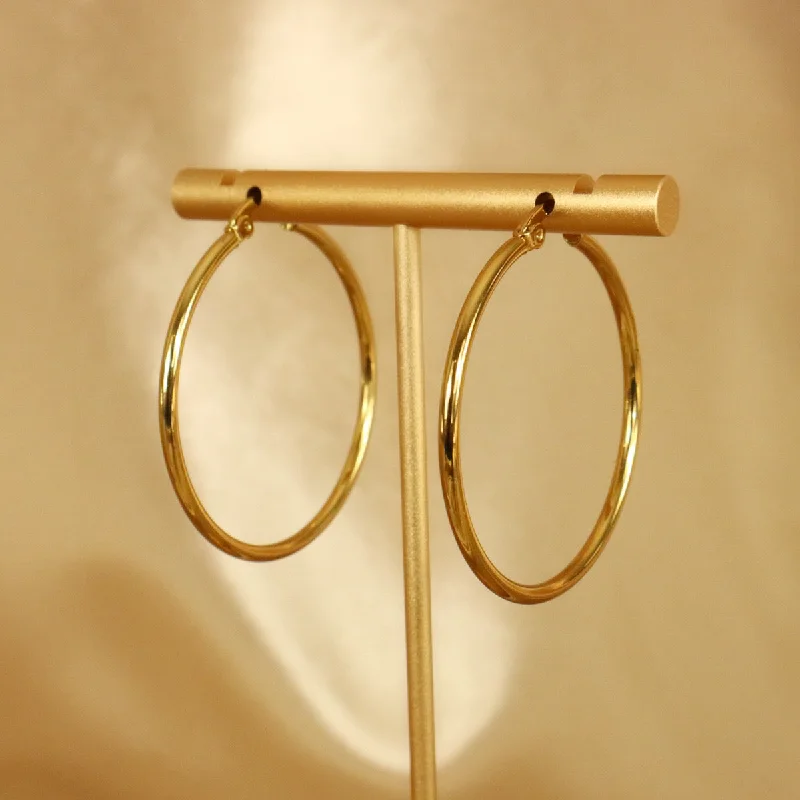 Artistic Earrings for Fashion Lovers-Mia Hoop 18ct gold plated stainless steel hoop earrings