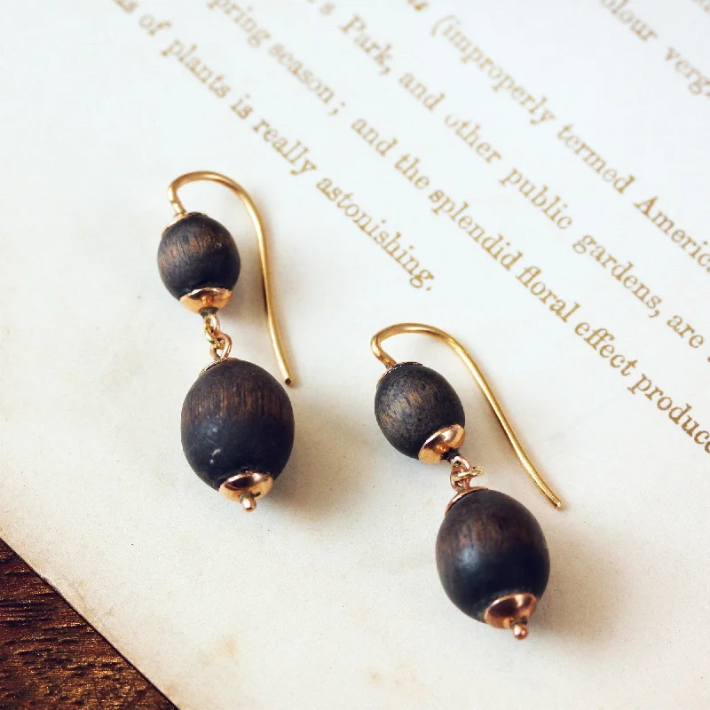 Statement Earrings for Bold Fashion-Antique Victorian Irish Bog Oak Earrings