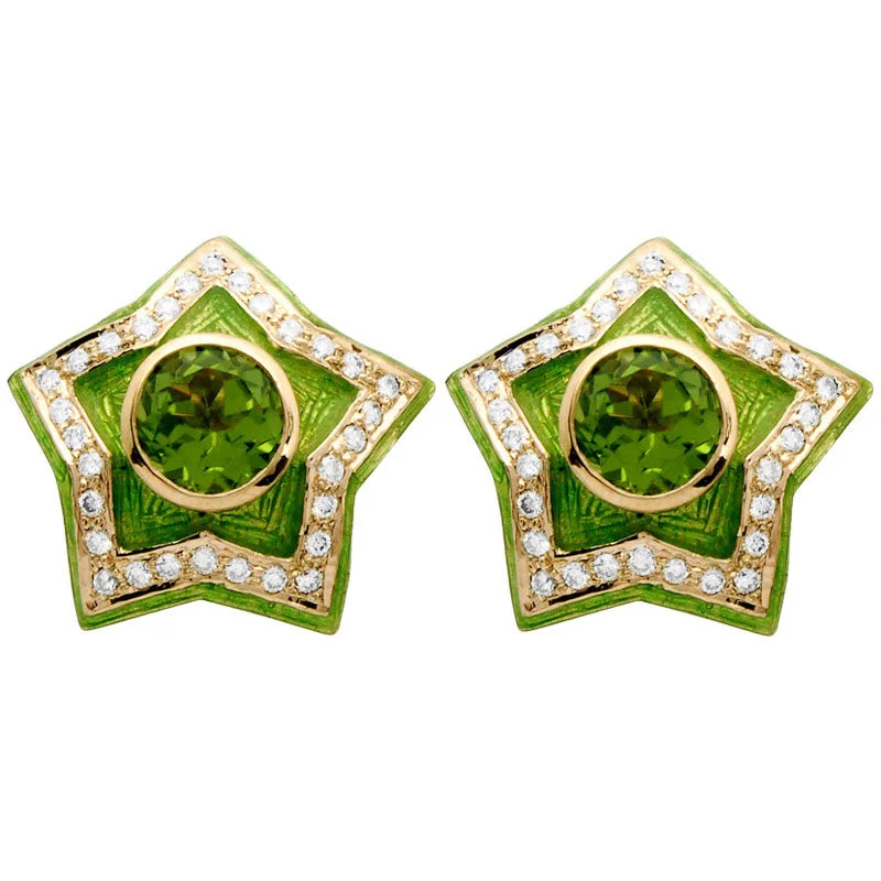 Chic Earrings for Evening Look-Earrings - Periodot (Enamel)