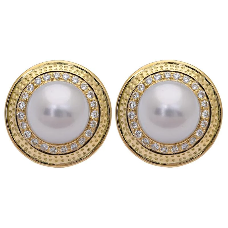 Beautiful Stud Earrings for Women-Earrings- South Sea Pearl and Diamond