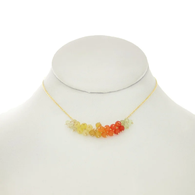 Dazzling Necklace for Special Events-Orange & Lemon  - Marigold color gemstones dangle on 14k gold filled chain