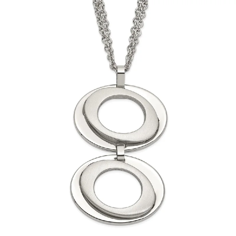 Modern Gold Necklace for Women-Brushed and Polished Adjustable Steel Necklace 16.5 to 17.5 Inch