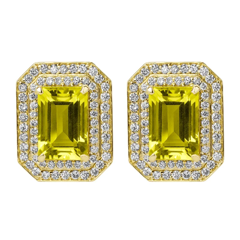 Casual Earrings for Summer Looks-Earrings - Lemon Quartz And Diamond (2391F)