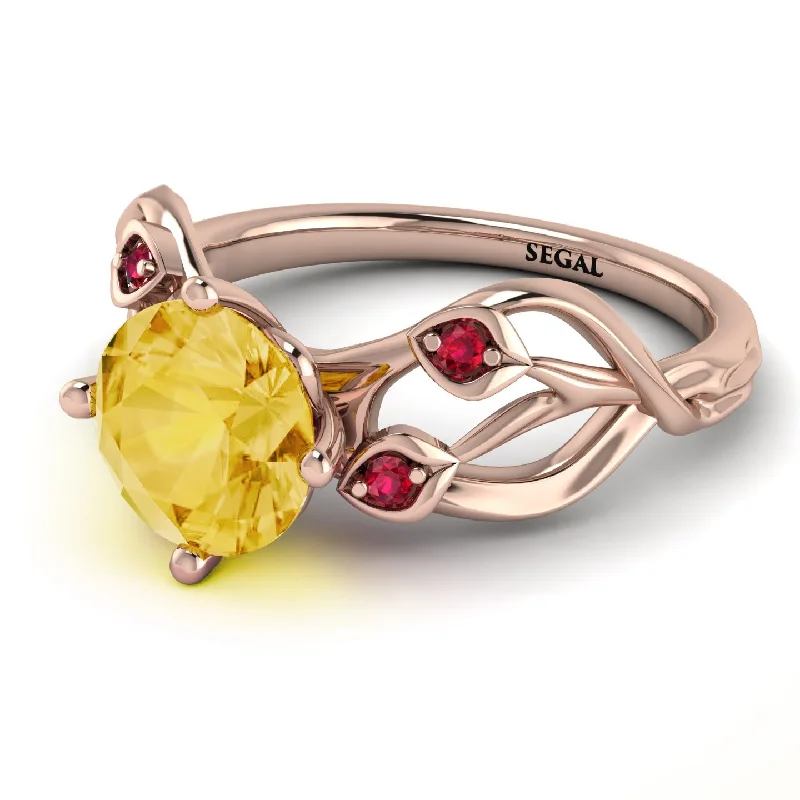 Classic Gold Wedding Ring-Citrine Blossom 14K Golden Nature Inspired Engagement Ring - Haley No. 611