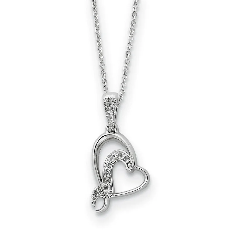 Heart Shaped Necklace for Girls-Sterling Silver & CZ My Sister or My Bridesmaid Heart Necklace, 18 In.