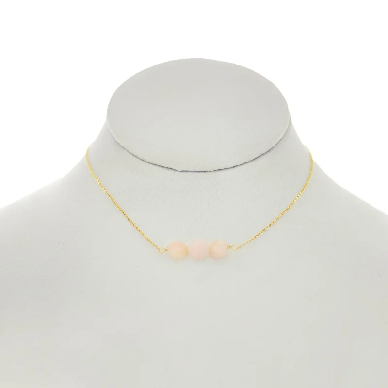 Luxury Crystal Necklace for Glamour-Rose Pompadour - 3 Flat Rose Quartz Bar Necklace