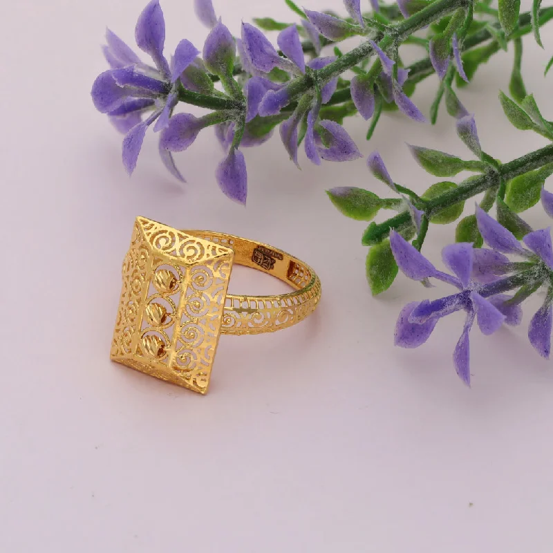 Custom Ring for Proposal-Gold Square Filigree Ring 21KT - FKJRN21KM9676